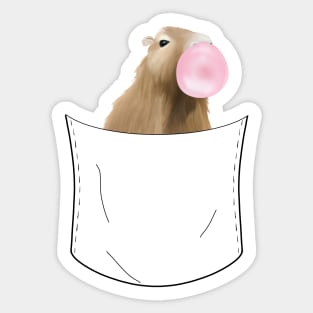 Peeking Pocket Pet - Capybara Blowing Bubblegum Sticker